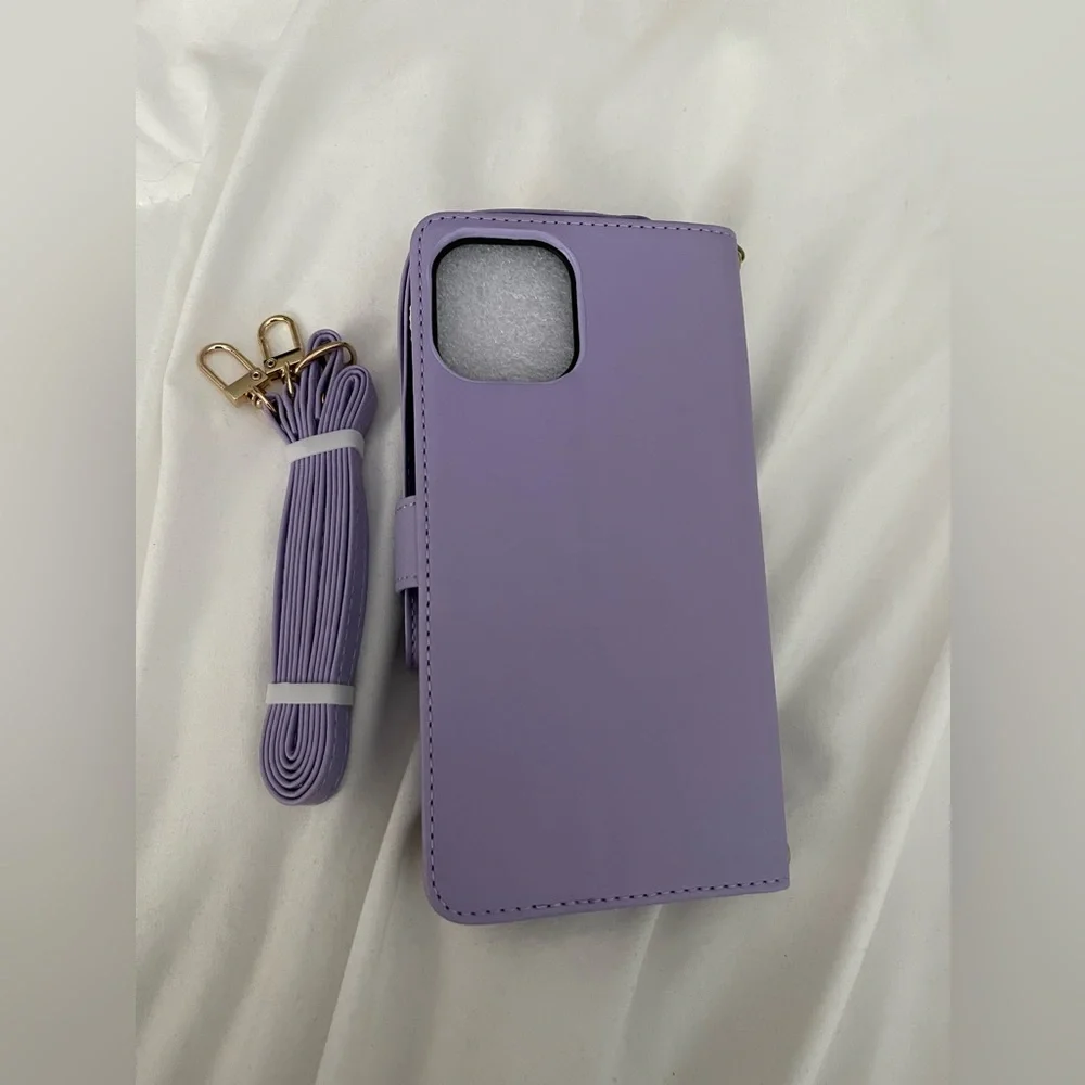NWOT iPhone 12 Pro Max Purple Quilted Wallet with Strap